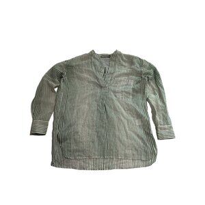 Vince Pencil Stripe Tunic Top in Green White